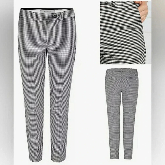 Marella Straight 14 Academia Midrise Career Houndstooth Pockets Stretch Trousers - Picture 1 of 6